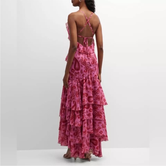 Anthropology Lace the label asymmetrical dress size small high low ruffle - Picture 9 of 10